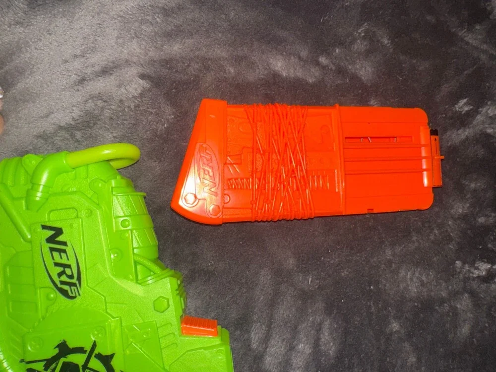 Nerf RevReaper Blaster Green Orange Toy Dart Gun with Clip